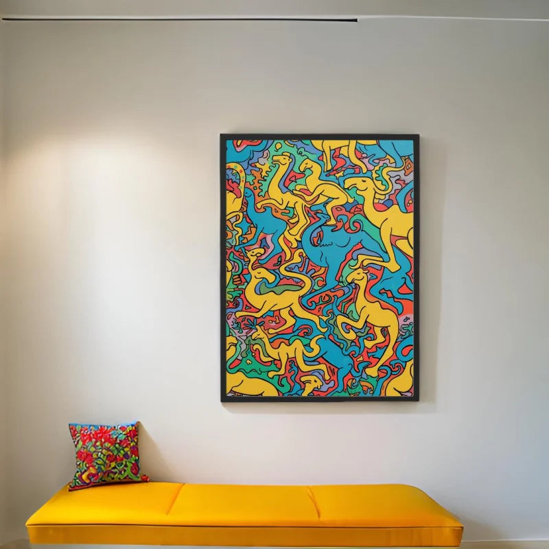 Abstract Camel Canvas Prints Framed Art - Ready to Hang Canvas Prints