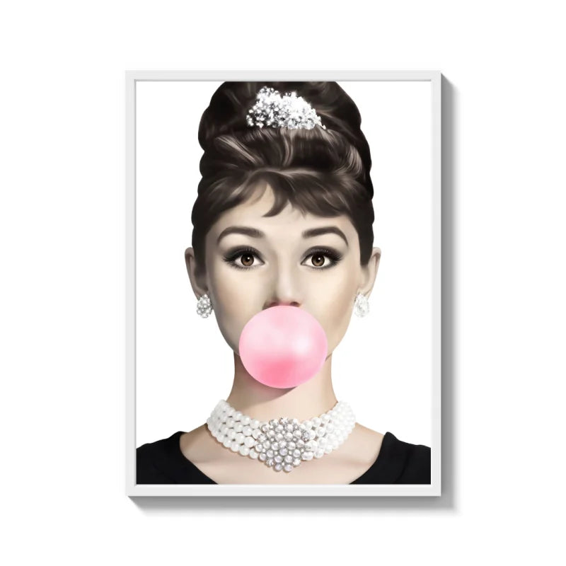 Audrey Hepburn Bubblegum Canvas Prints - Ready to Hang Canvas Prints
