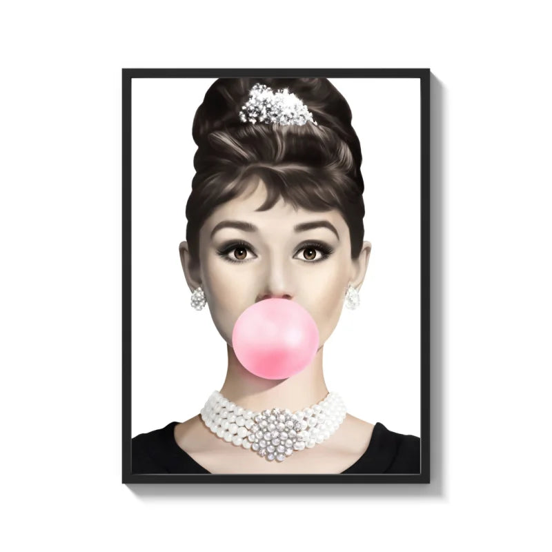 Audrey Hepburn Bubblegum Canvas Prints - Ready to Hang Canvas Prints