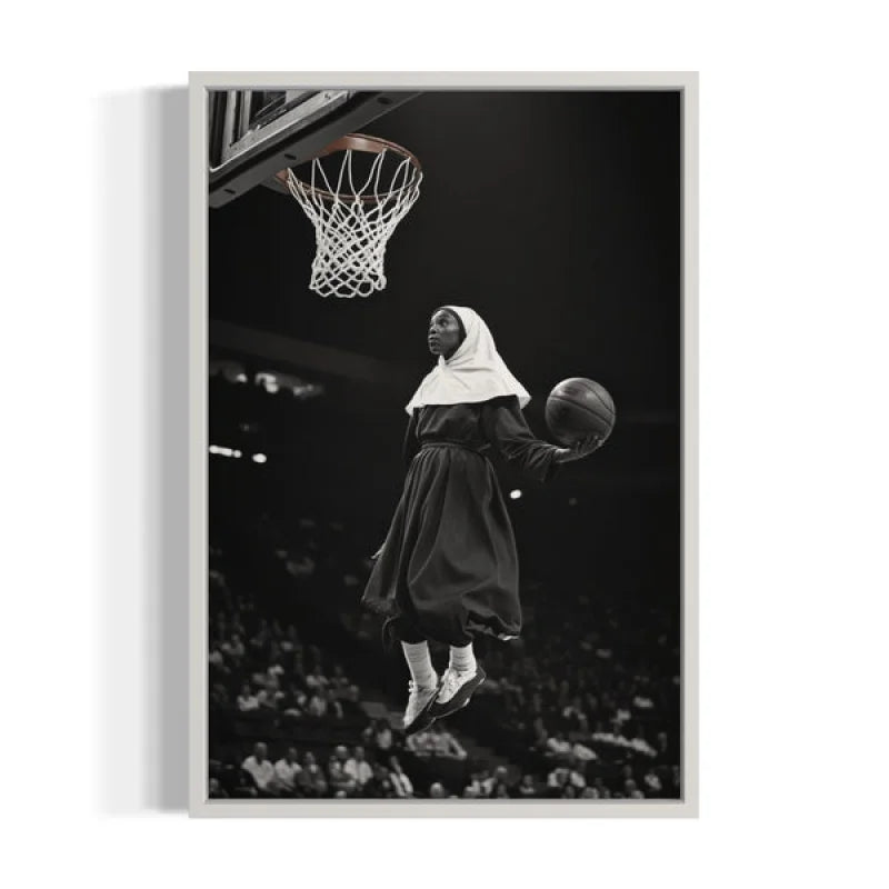 Basketball Nun Canvas Prints Black and White Poster - Ready to Hang Canvas Prints