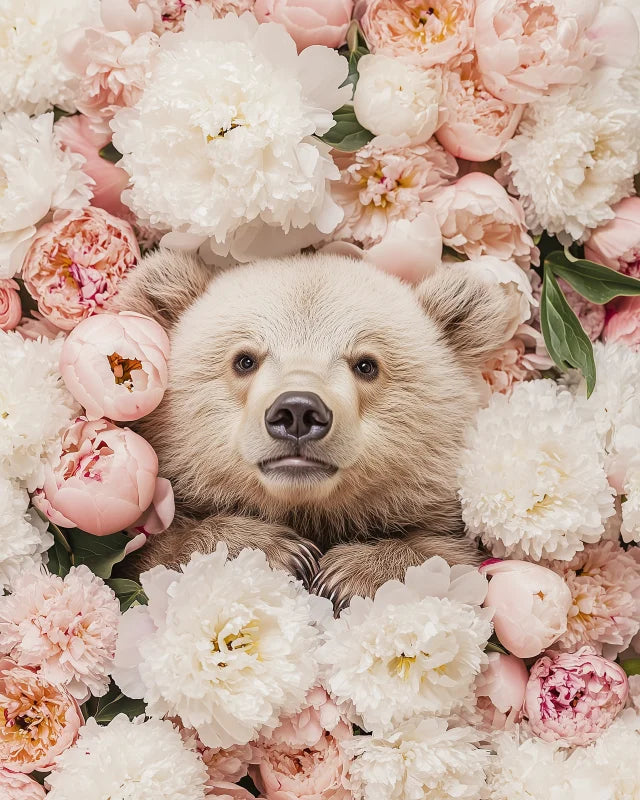 Bear Cub Canvas Prints in Flowers - Ready to Hang Canvas Prints