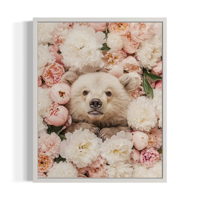 Bear Cub Canvas Prints in Flowers - Ready to Hang Canvas Prints
