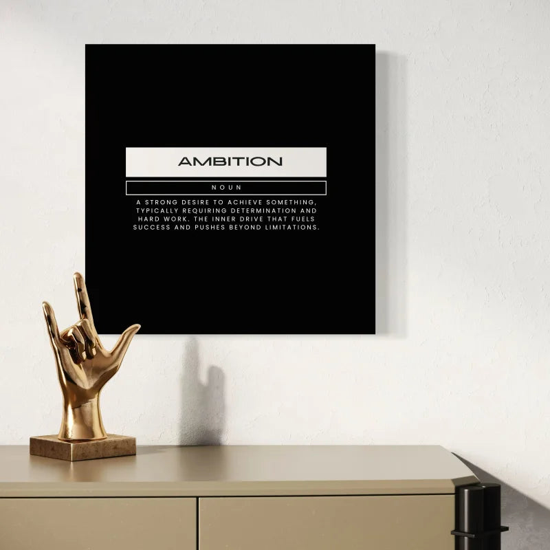 Black Ambition Definition Canvas Prints Wall Art - Typography & Word Art