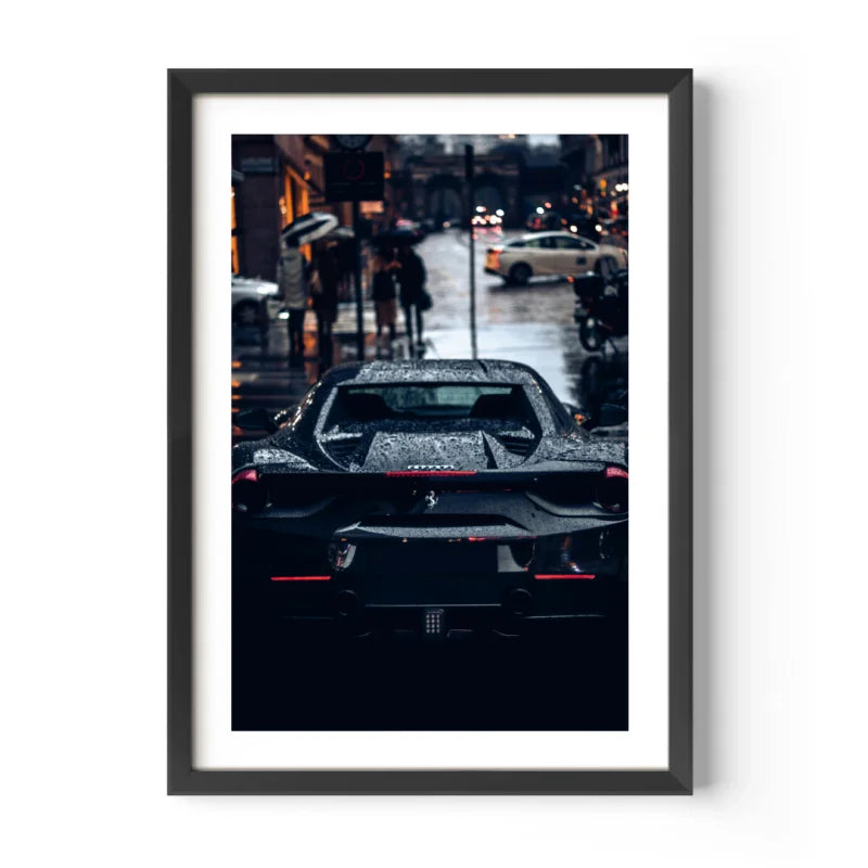 Black Sports Car Fine Art Print - Luxury & Lifestyle (Framed Fine Art)