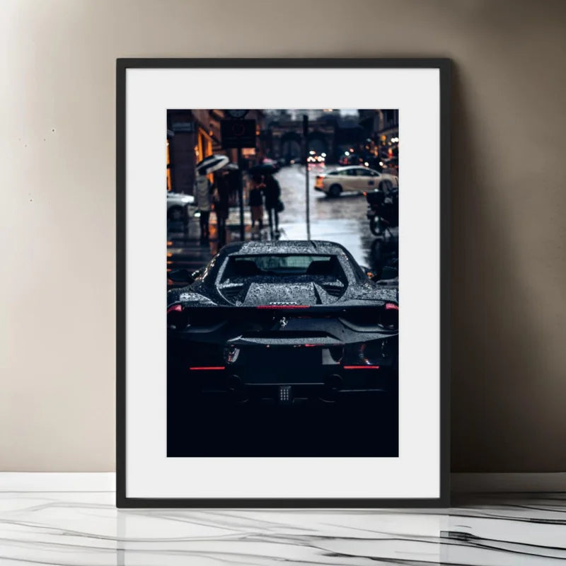 Black Sports Car Fine Art Print - Luxury & Lifestyle (Framed Fine Art)