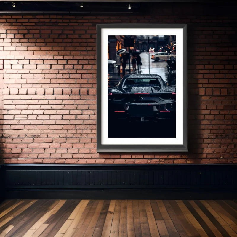 Black Sports Car Fine Art Print - Luxury & Lifestyle (Framed Fine Art)