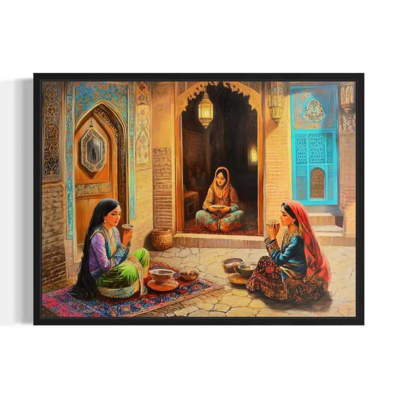 Courtyard Tea Party Canvas Prints Breaking Borders - Ready to Hang Canvas Prints