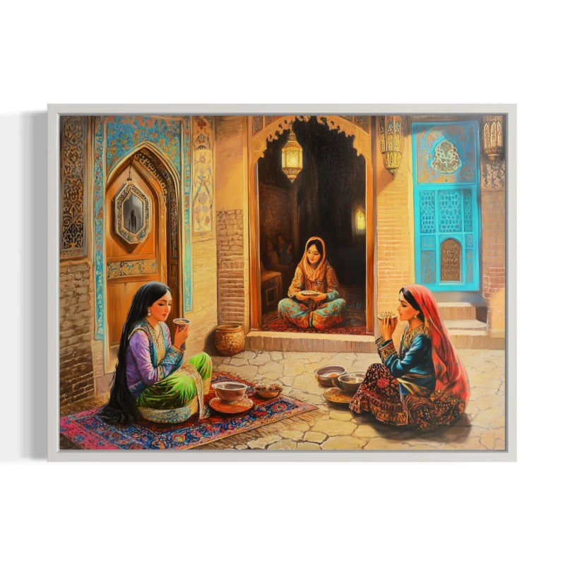 Courtyard Tea Party Canvas Prints Breaking Borders - Ready to Hang Canvas Prints