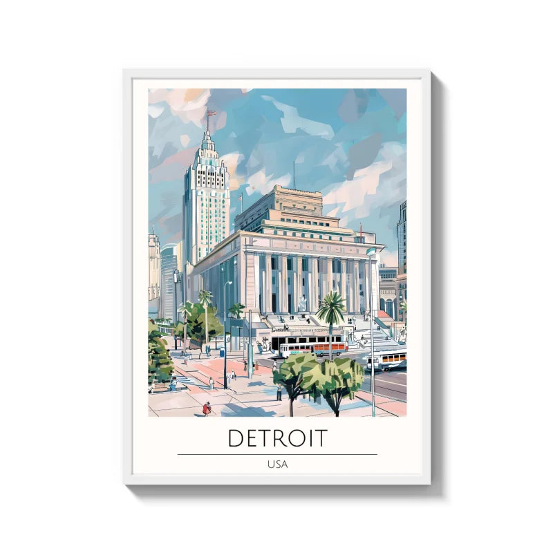 Detroit Cityscape Canvas Prints World Tour Collection - Ready to Hang Canvas Prints