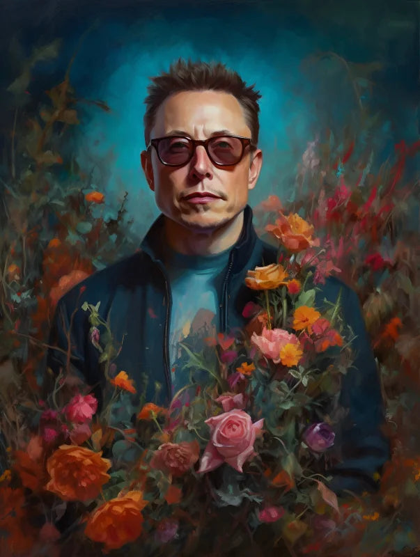 Elon Musk Floral Canvas Prints - Ready to Hang Canvas Prints