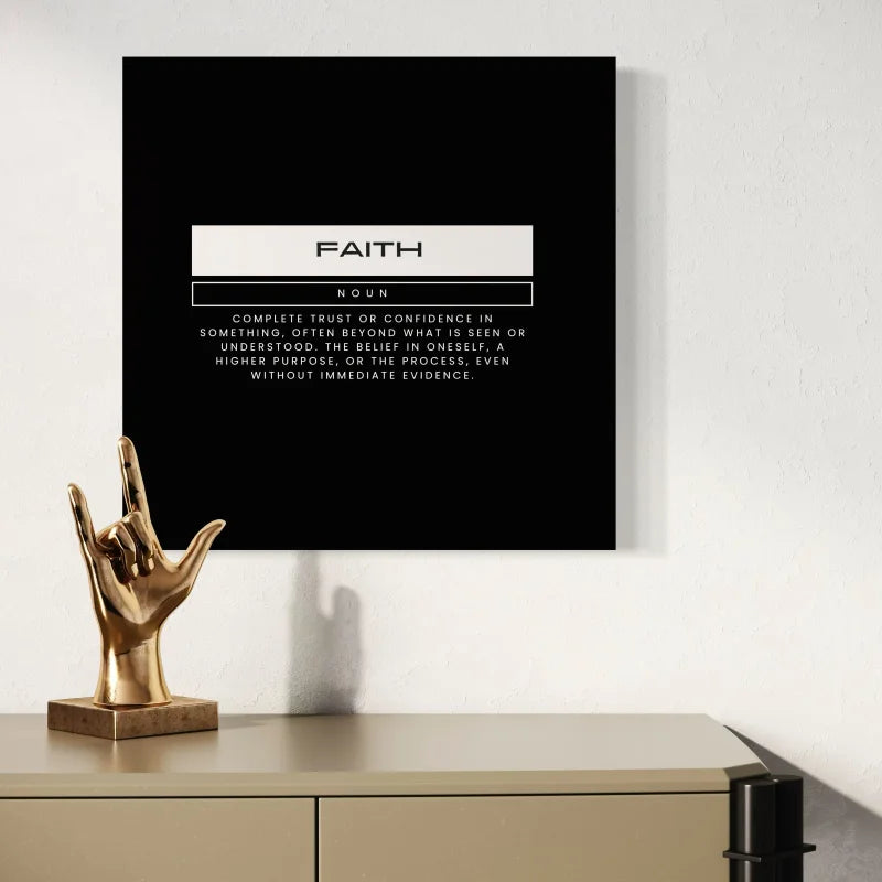 Faith Definition Black and White Canvas Prints - Typography & Word Art
