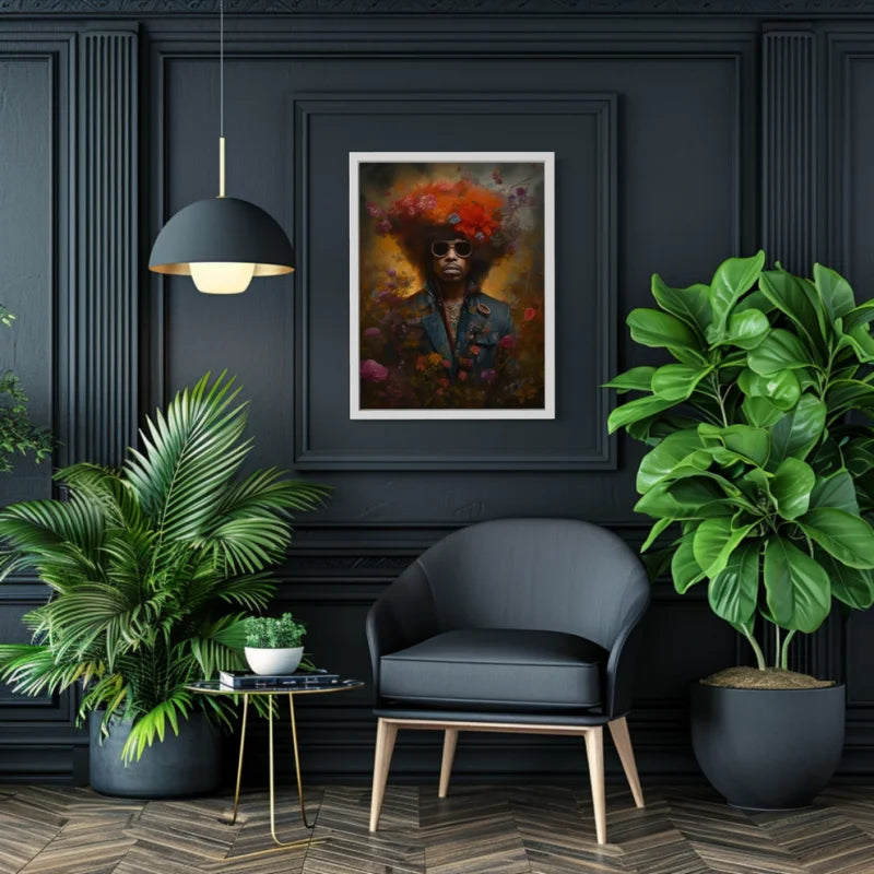 Floral Afro Man Canvas Prints Portrait - Ready to Hang Canvas Prints