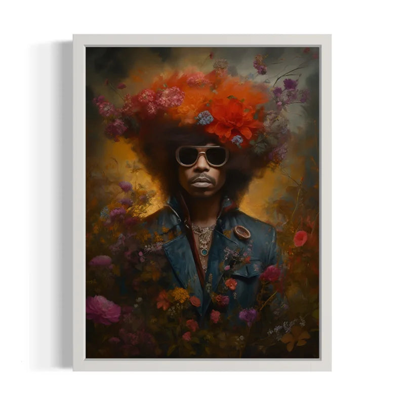 Floral Afro Man Canvas Prints Portrait - Ready to Hang Canvas Prints