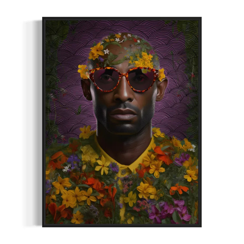 Floral Man Canvas Prints Heart Sunglasses Art - Ready to Hang Canvas Prints