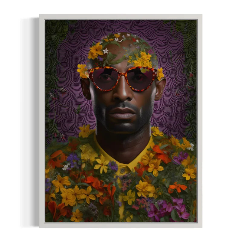 Floral Man Canvas Prints Heart Sunglasses Art - Ready to Hang Canvas Prints