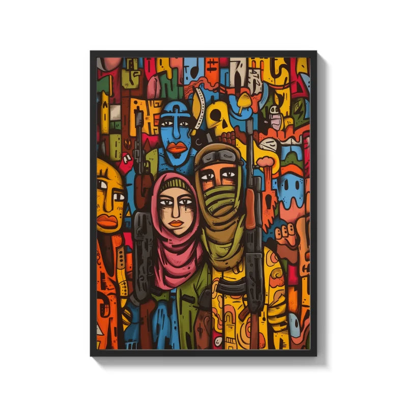 Framed Abstract Armed Figures Canvas Prints Breaking Borders - Ready to Hang Canvas Prints