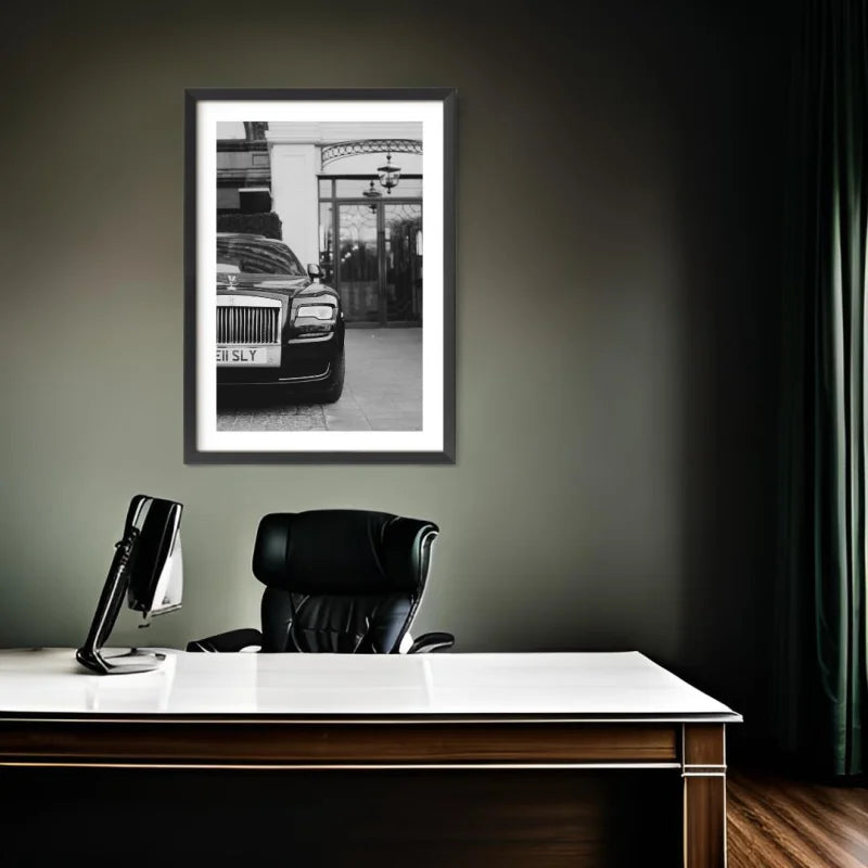 Framed Black and White Car Fine Art Print - Luxury & Lifestyle (Framed Fine Art)
