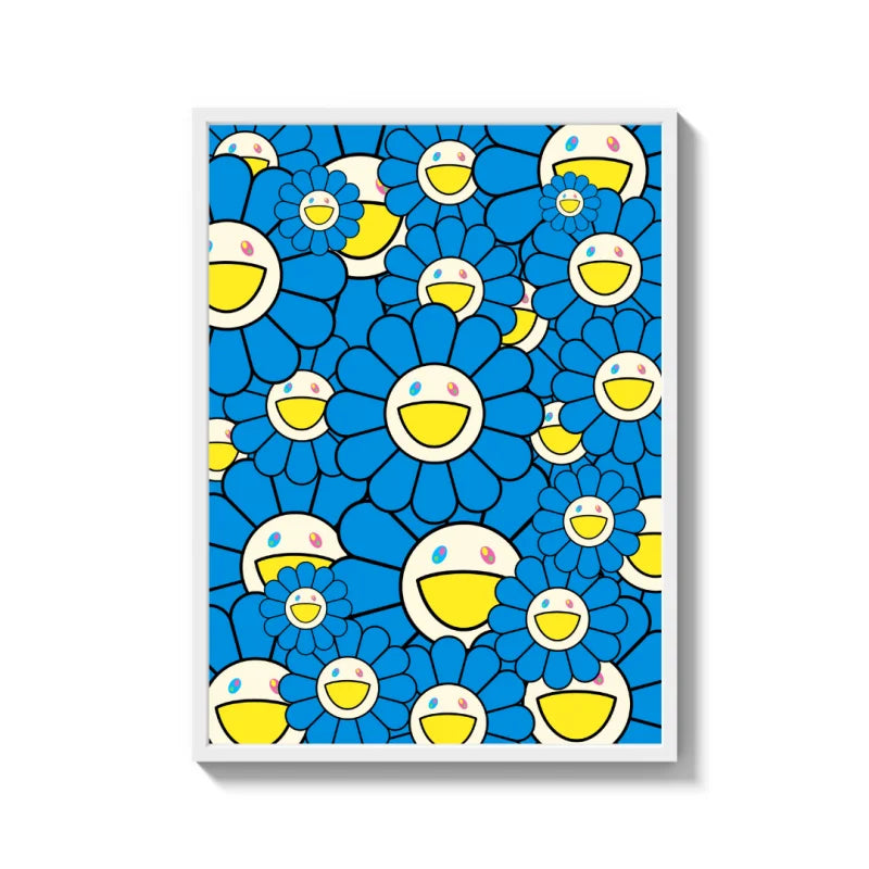 Framed Blue Flower Canvas Prints Wall Art - Ready to Hang Canvas Prints