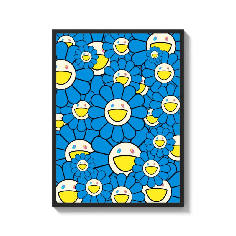 Framed Blue Flower Canvas Prints Wall Art - Ready to Hang Canvas Prints