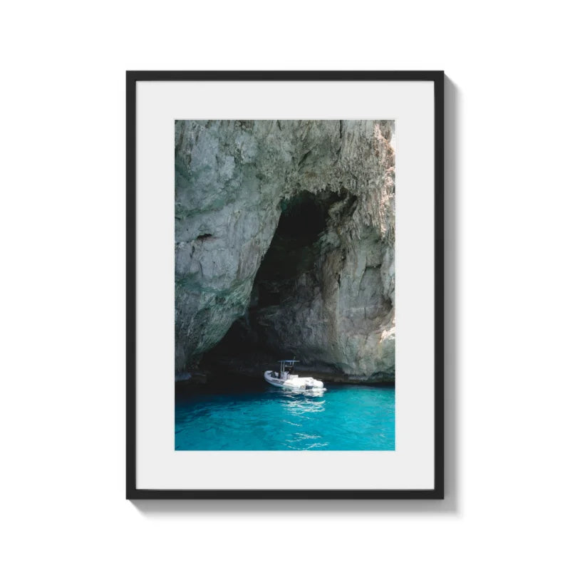Framed Boat in Grotto Fine Art Print - Framed Fine Art Prints