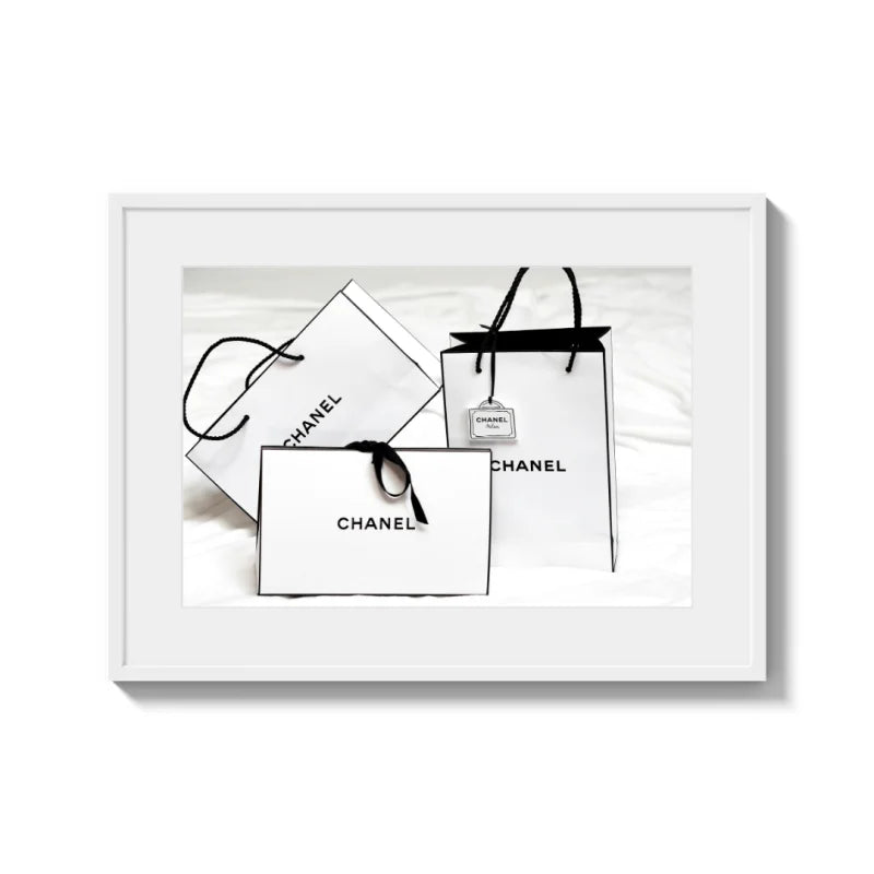 Framed Chanel Shopping Bag Fine Art Prints - Framed Fine Art Prints