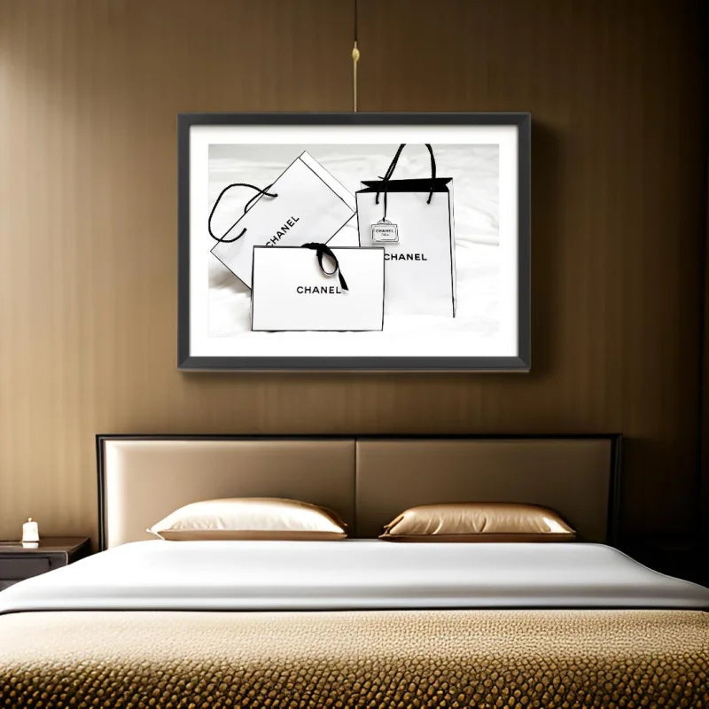 Framed Chanel Shopping Bag Fine Art Prints - Framed Fine Art Prints