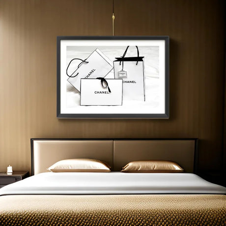 Framed Chanel Shopping Bag Fine Art Prints - Framed Fine Art Prints