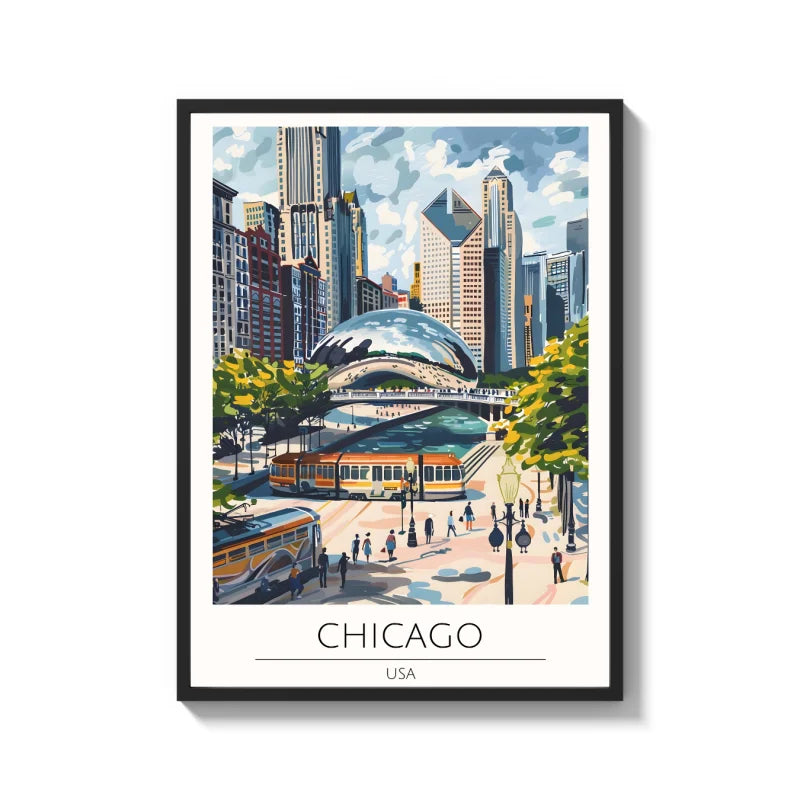 Framed Chicago Canvas Print World Tour Collection - Ready to Hang Canvas Prints