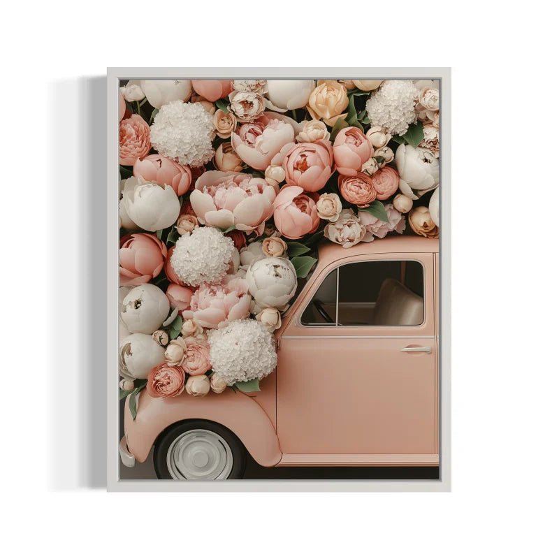 Framed Floral Car Canvas Prints Wall Art - Ready to Hang Canvas Prints