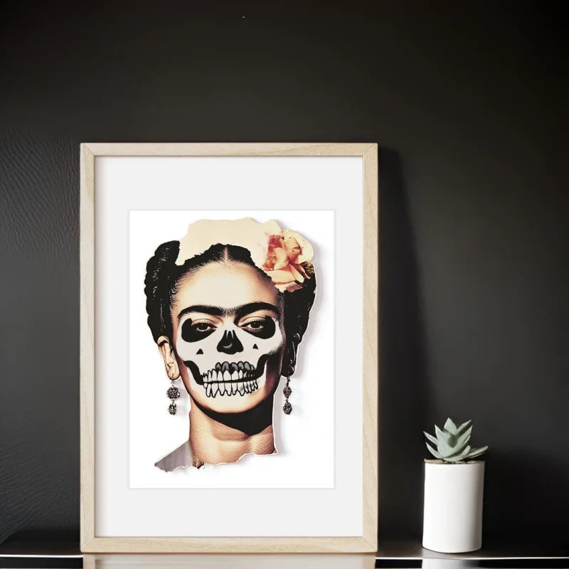 Framed Frida Kahlo Skull Art Decay Series - Legends & Icons