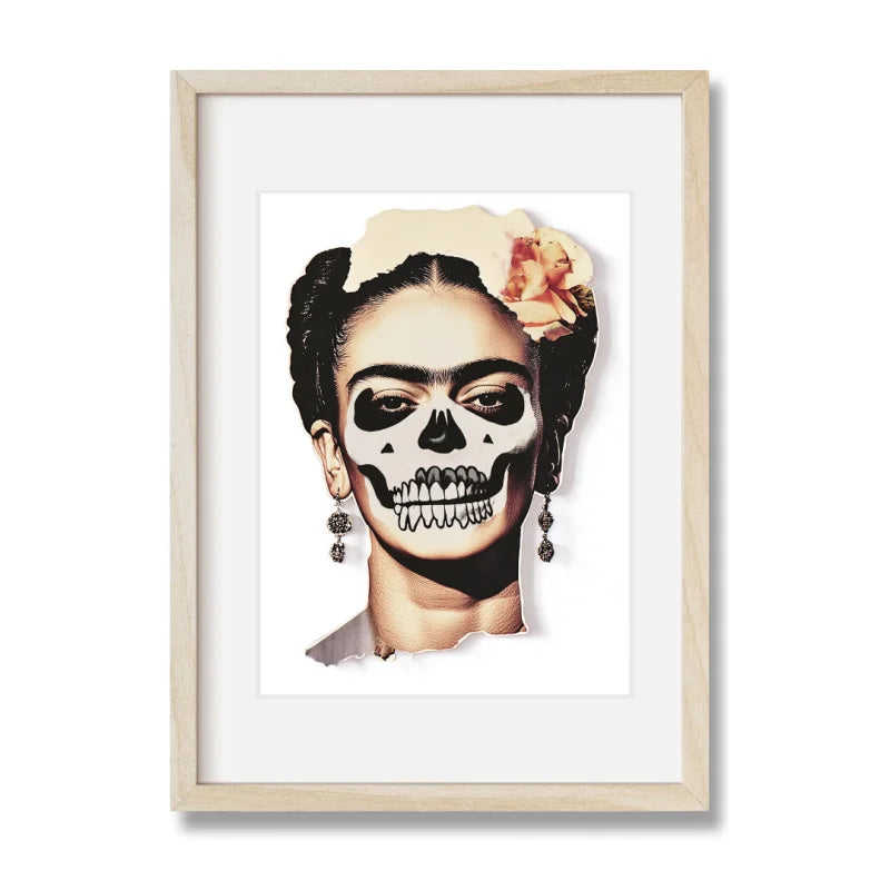 Framed Frida Kahlo Skull Art Decay Series - Legends & Icons