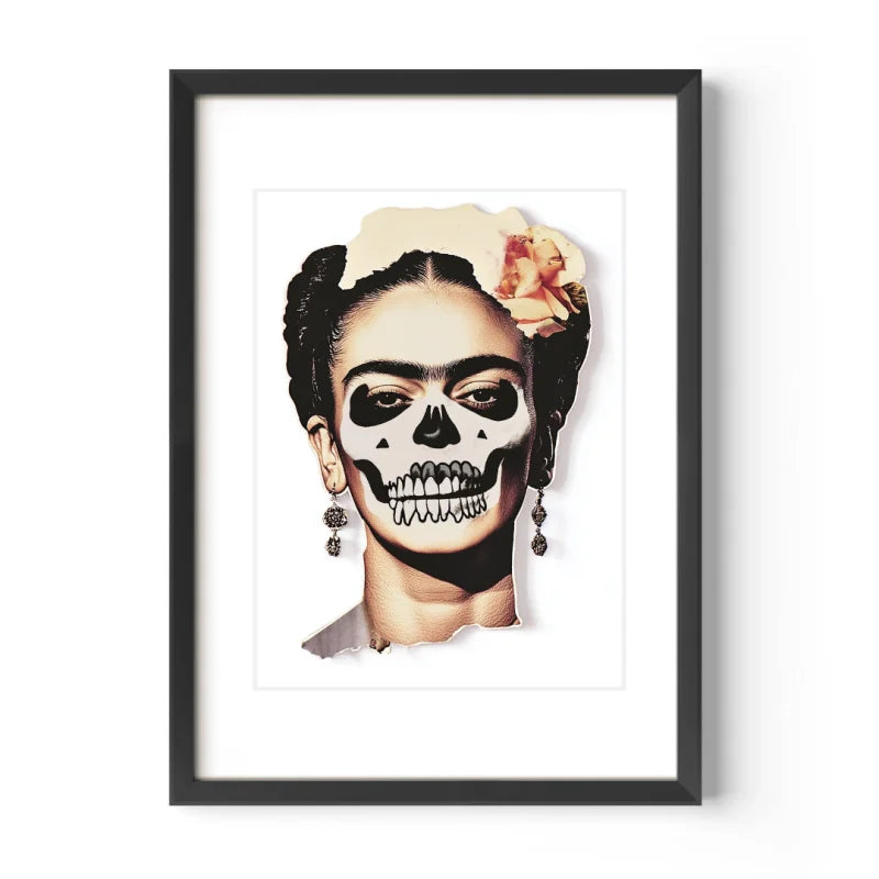 Framed Frida Kahlo Skull Art Decay Series - Legends & Icons