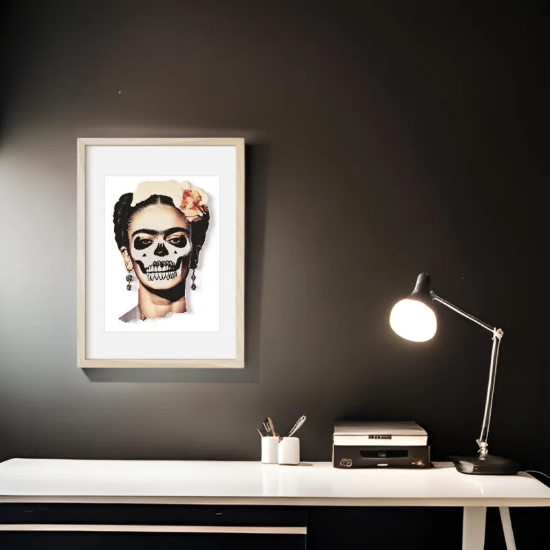 Framed Frida Kahlo Skull Art Decay Series - Legends & Icons