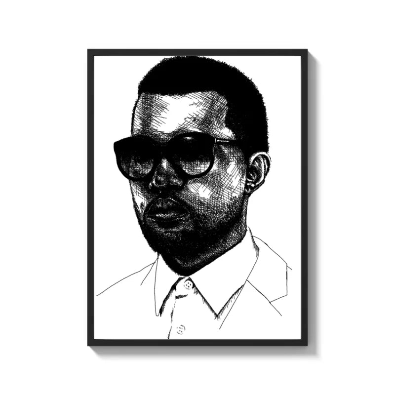 Framed Kanye West Sketch Canvas Prints - Ready to Hang Canvas Prints