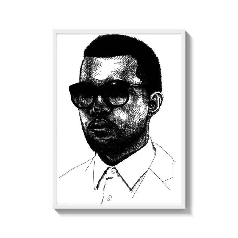 Framed Kanye West Sketch Canvas Prints - Ready to Hang Canvas Prints