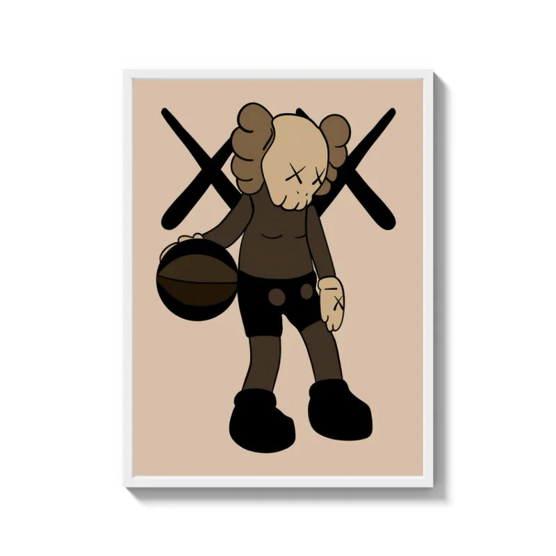 Framed KAWS Basketball Canvas Prints - Ready to Hang Canvas Prints