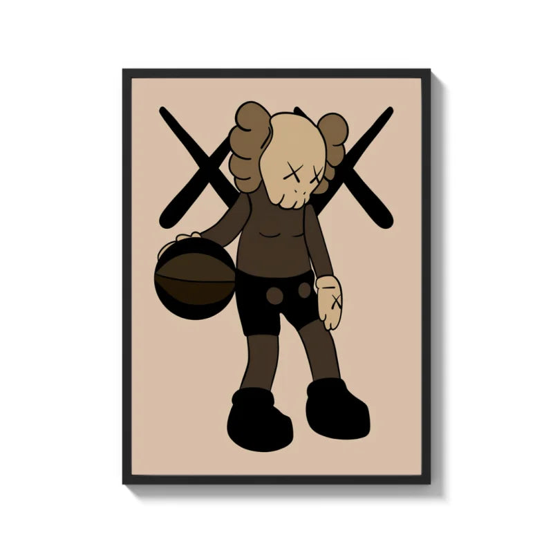 Framed KAWS Basketball Canvas Prints - Ready to Hang Canvas Prints