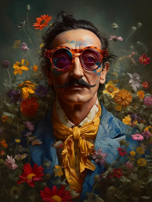 Framed Man with Flowers Canvas Prints - Ready to Hang Canvas Prints