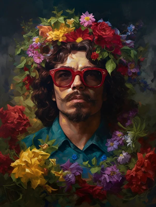 Framed Man with Flowers Canvas Prints - Ready to Hang Canvas Prints