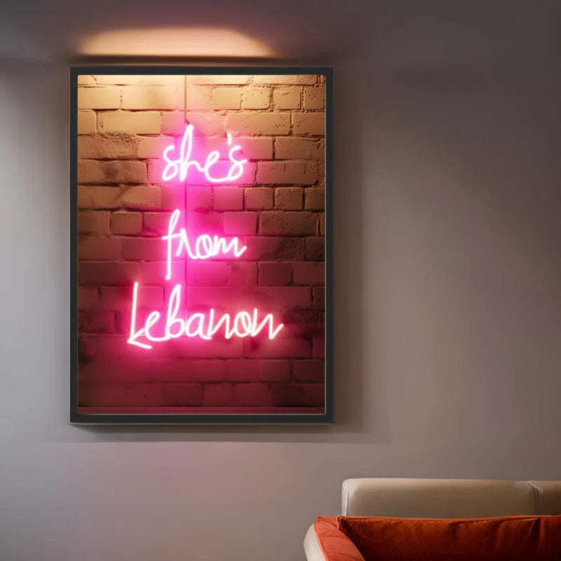 Framed Neon Sign Canvas Prints Breaking Borders - Ready to Hang Canvas Prints