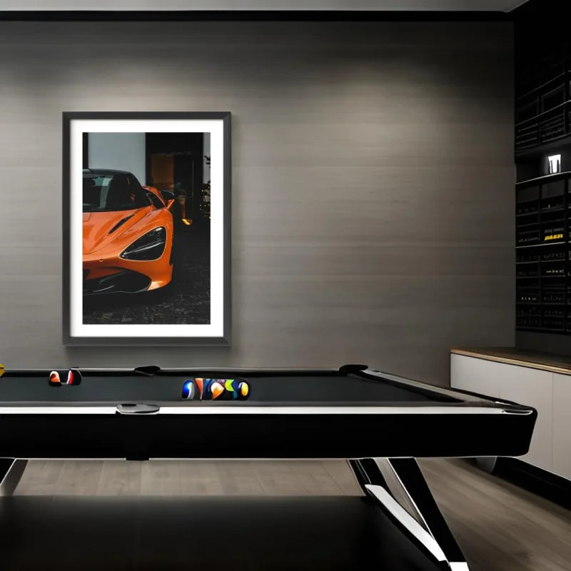 Framed Orange Sports Car Fine Art Print - Luxury & Lifestyle (Framed Fine Art)