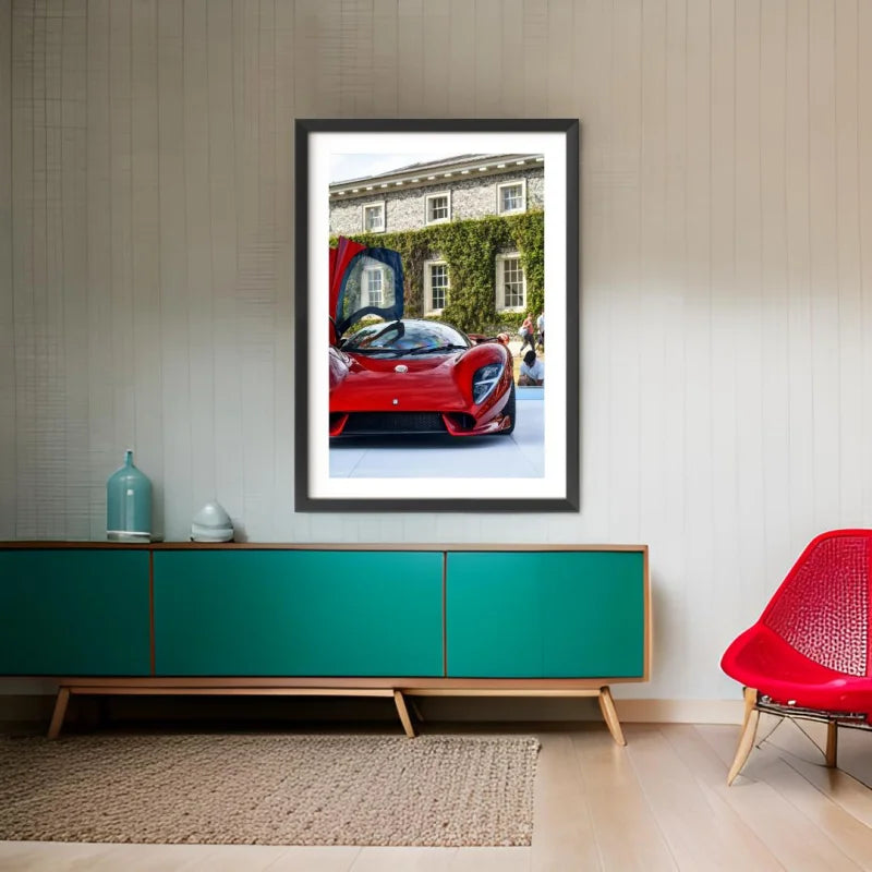 Framed Red Sports Car Fine Art Print - Luxury & Lifestyle (Framed Fine Art)