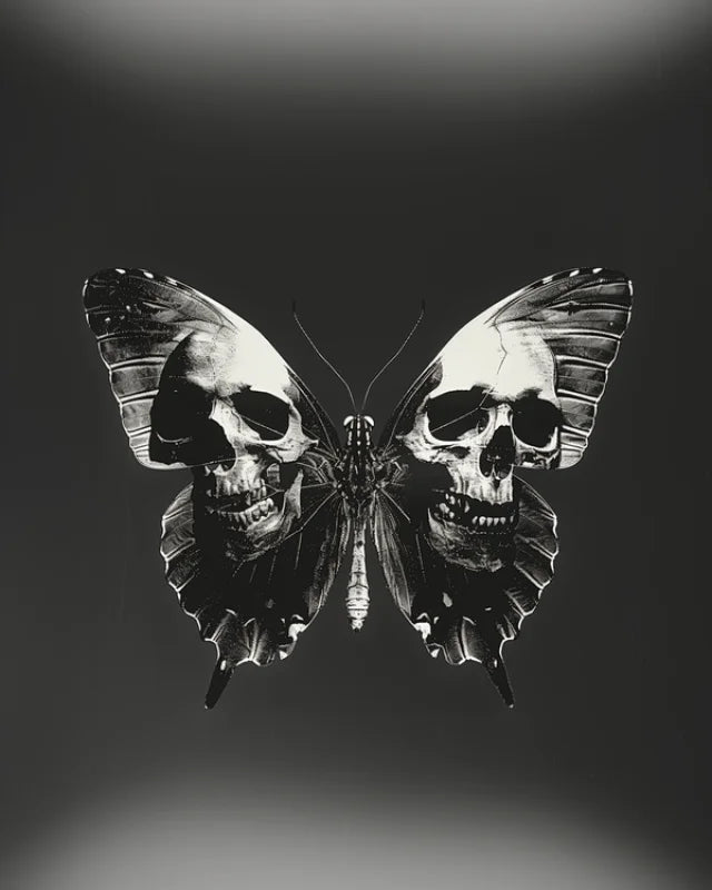 Framed Skull Butterfly Canvas Prints Art - Ready to Hang Canvas Prints