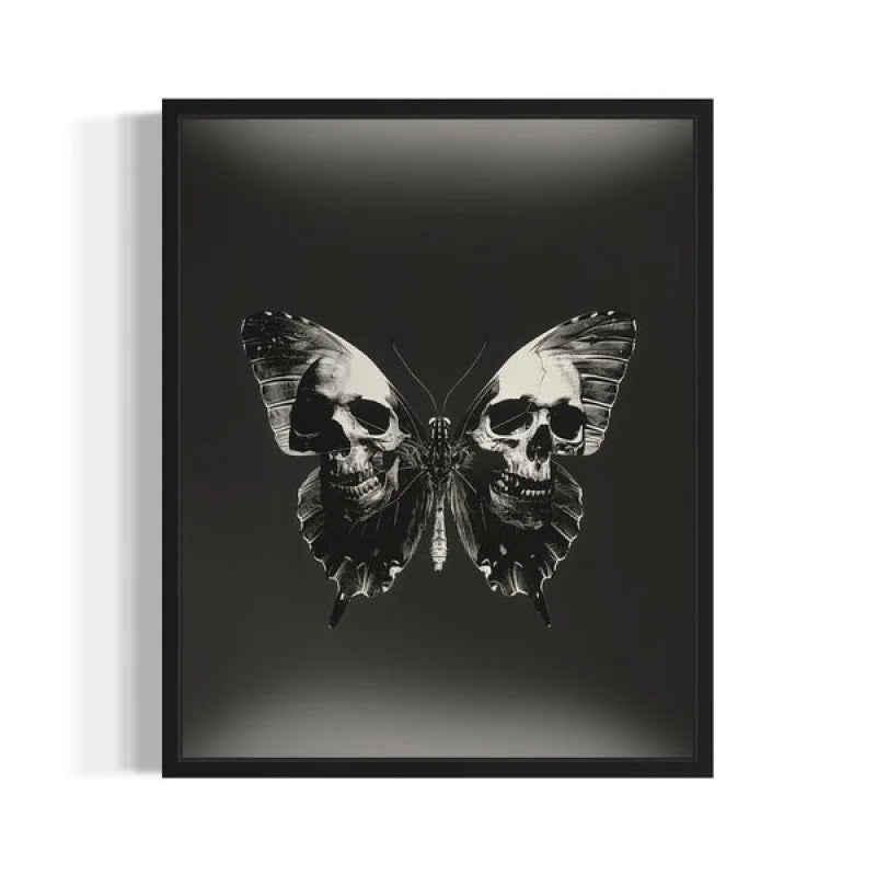Framed Skull Butterfly Canvas Prints Art - Ready to Hang Canvas Prints