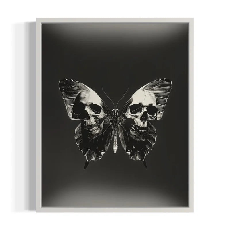 Framed Skull Butterfly Canvas Prints Art - Ready to Hang Canvas Prints