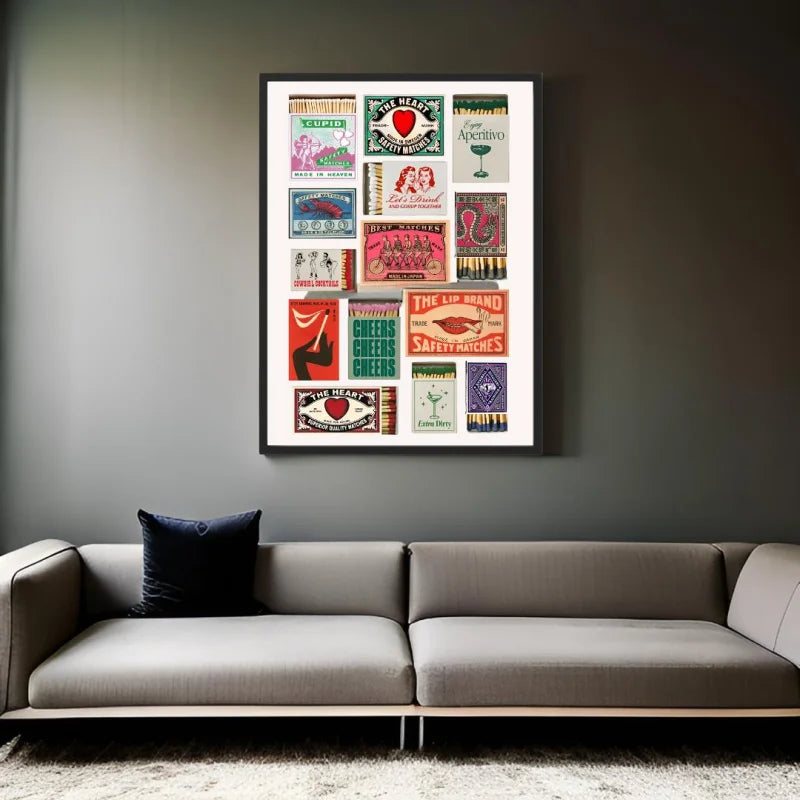 Framed Vintage Matchbox Art Canvas Prints - Ready to Hang Canvas Prints