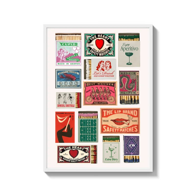 Framed Vintage Matchbox Art Canvas Prints - Ready to Hang Canvas Prints