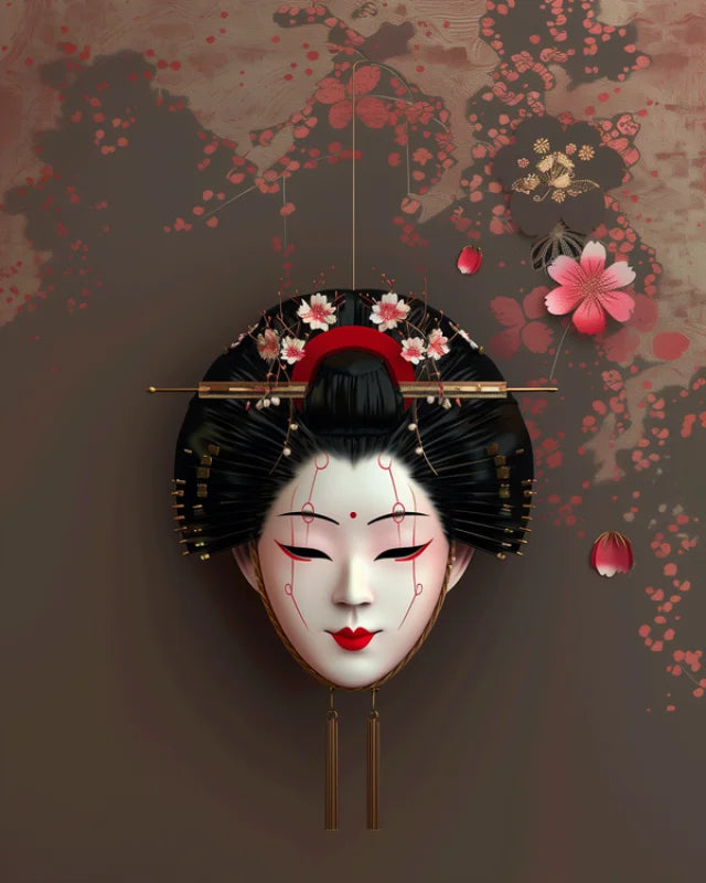 Geisha Mask Canvas Prints Wall Art - Ready to Hang Canvas Prints