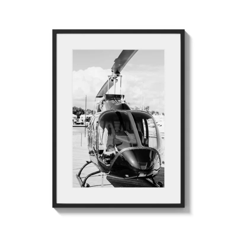 Helicopter Fine Art Print Black and White Framed - Luxury & Lifestyle (Framed Fine Art)