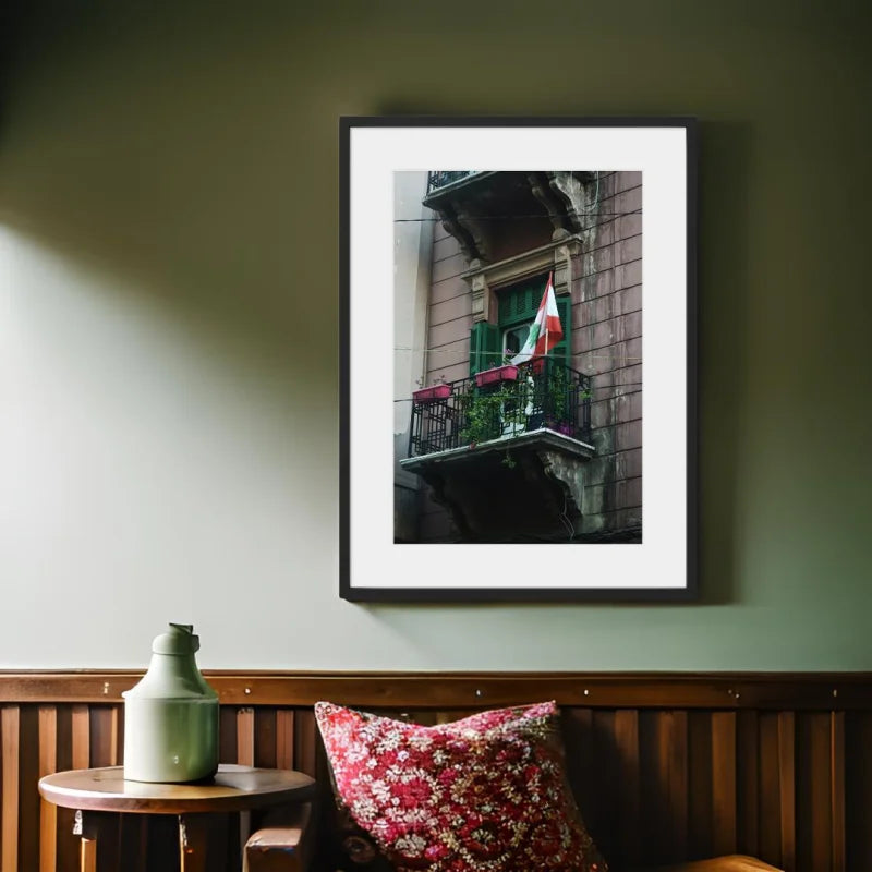 Lebanese Flag Balcony Fine Art Prints - Framed Fine Art Prints